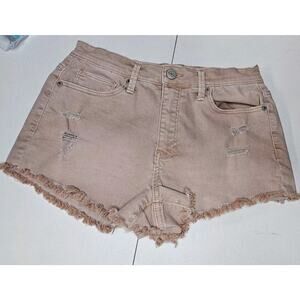 Mudd Flx Stretch High Rise Shortie Distressed Jean Shorts, Light Pink Size 7